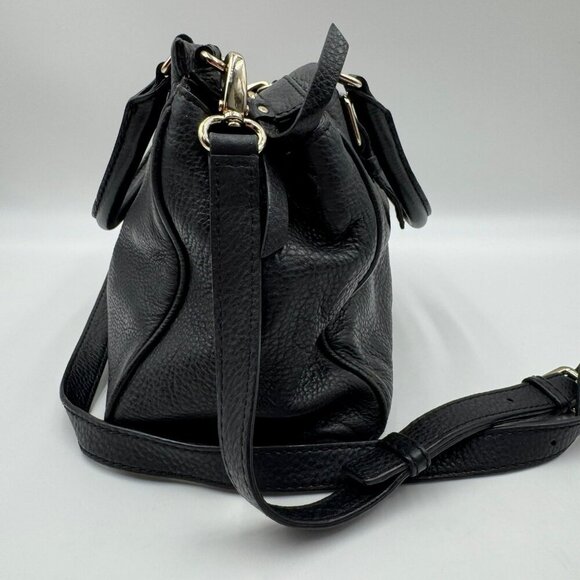 Kate Spade New York Black Textured Leather Shoulder Bag Satchel With Gold-Tone - Picture 5 of 10